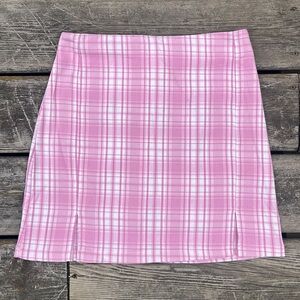 Pink Plaid Mini Skirt
